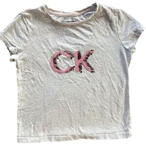 Calvin Klein Girls Flip Sequin Short Sleeve  Tee Shirt Size 8/10